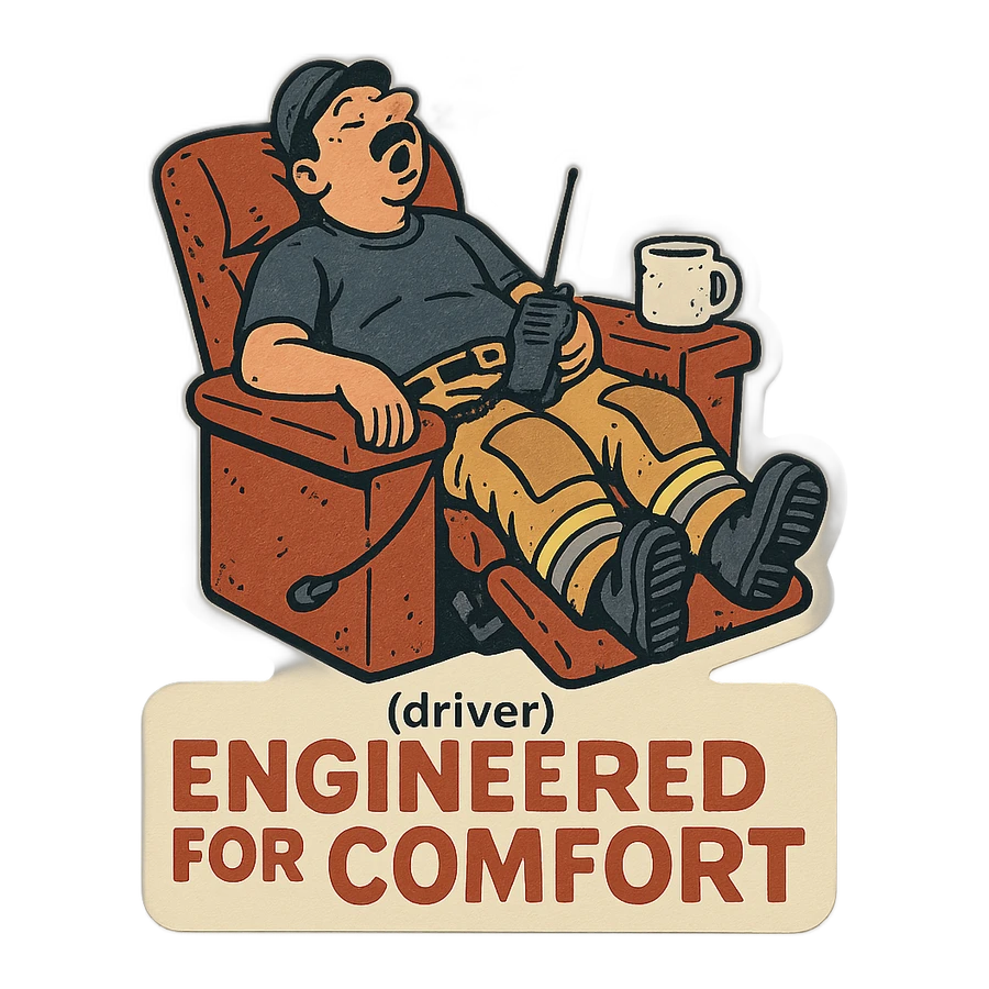 (driver) Engineered for Comfort: an apparatus engineer asleep in a day-room recliner with a portable radio in his lap